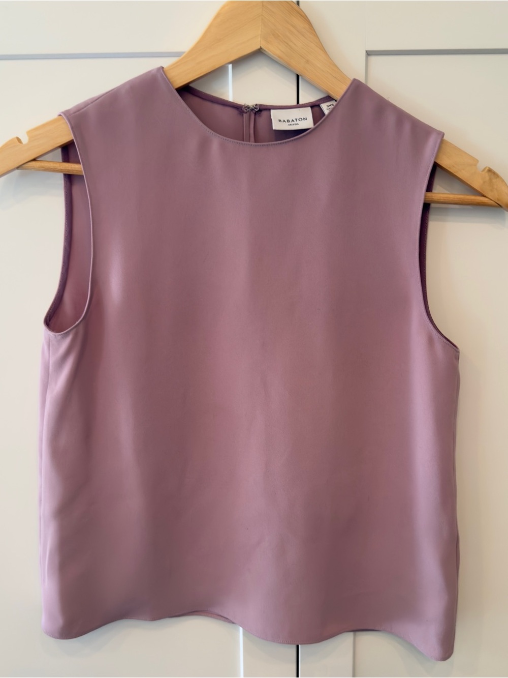 Aritzia Babaton Belfry Blouse Matte Satin Sleeveless Top Mauve 2XS